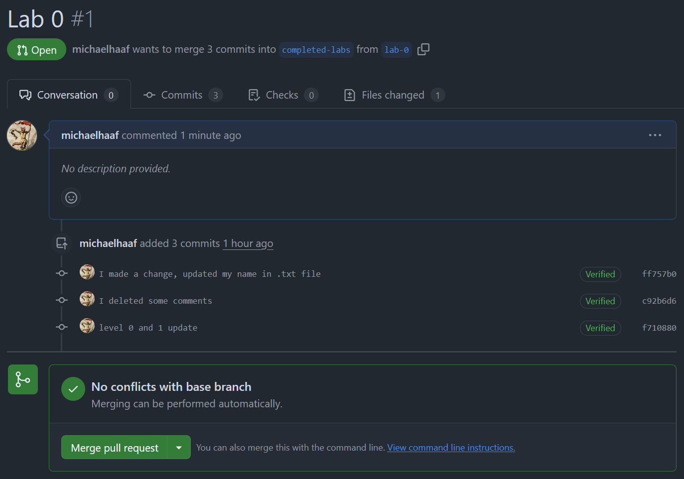 Creating pull request