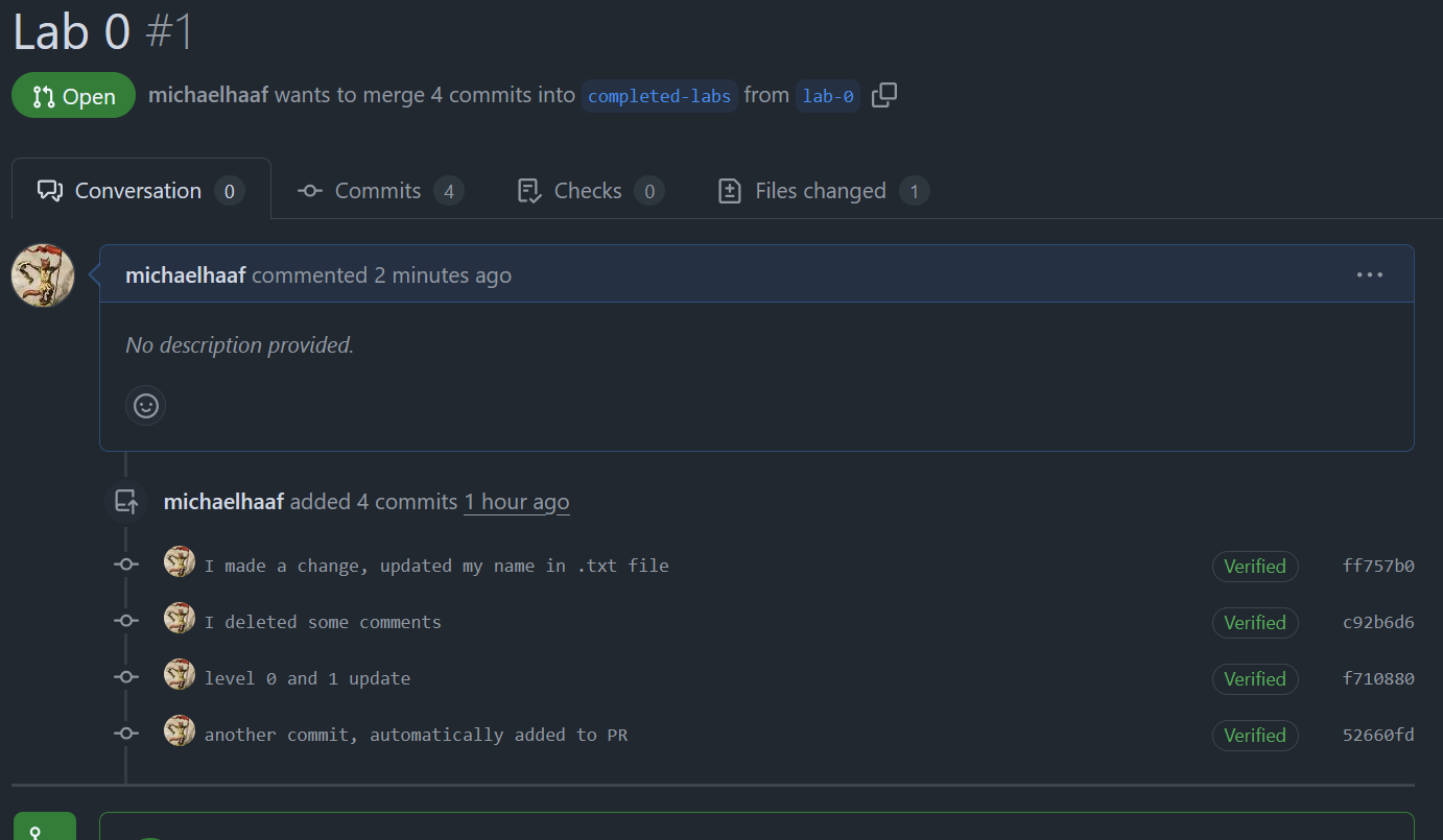 Updating a pull request